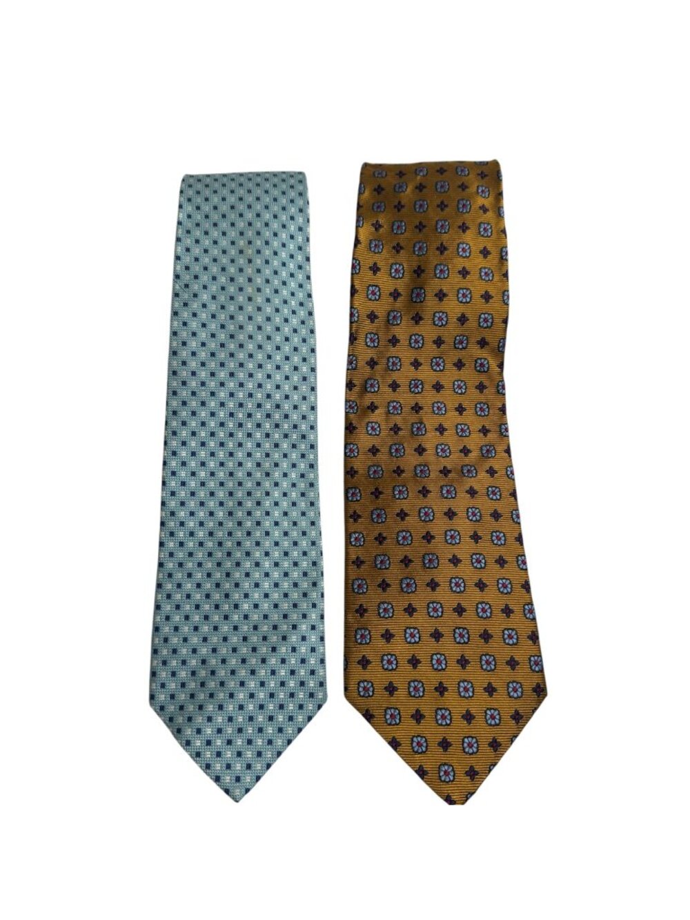 Brooks Brothers "346" Lot of 2 Men's Neck Ties 100% Silk Blue Gold Made in USA